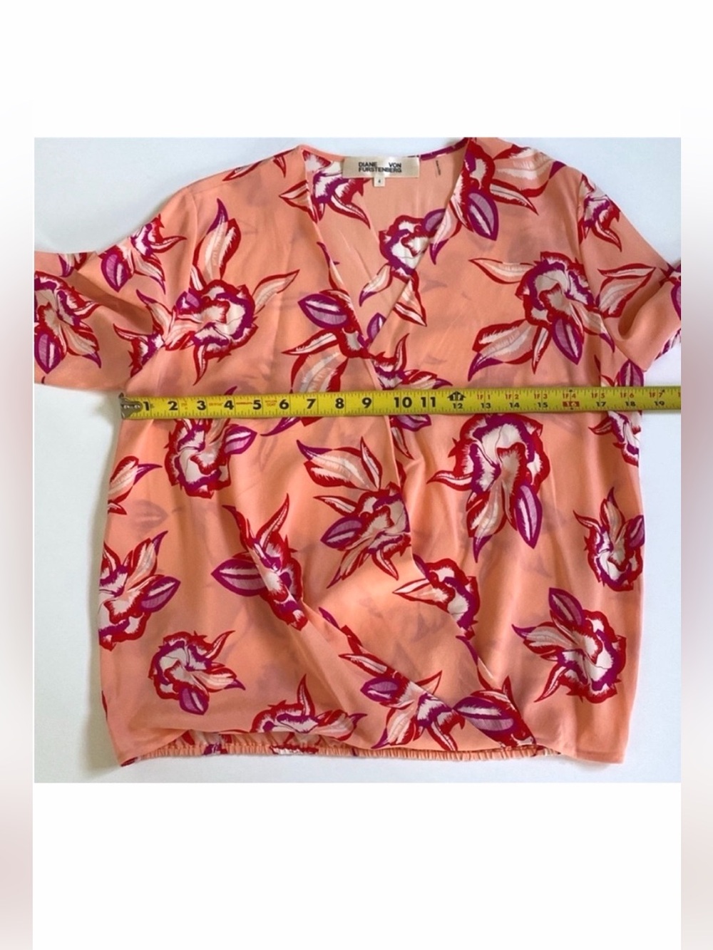 Diane Von Furstenberg Shirt 100% Silk Long Sleeve Blouse Top size 4 - Picture 7 of 14